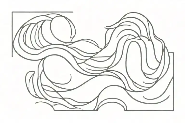 dawn sunrise water waves tattoo design idea