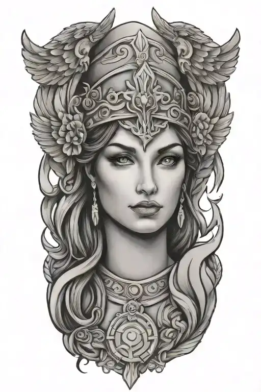 Athena smiling tattoo design idea