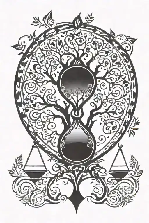 tree of life hourglass tattoo design idea