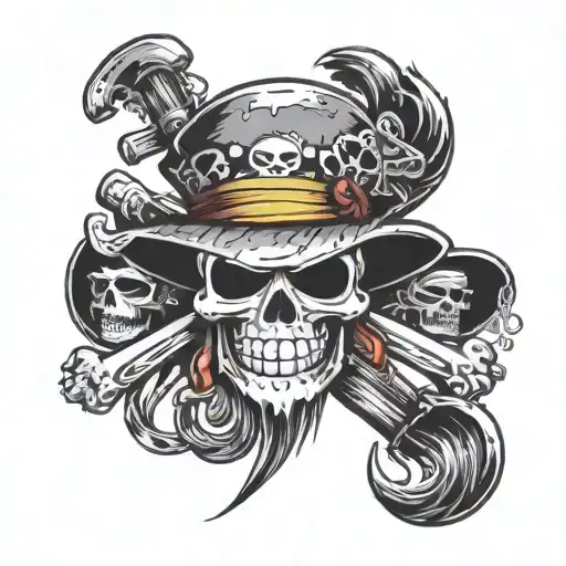 Combine elements of cyber technology with the Straw Hat Pirates emblem from One Piece for a unique tattoo design tattoo design idea