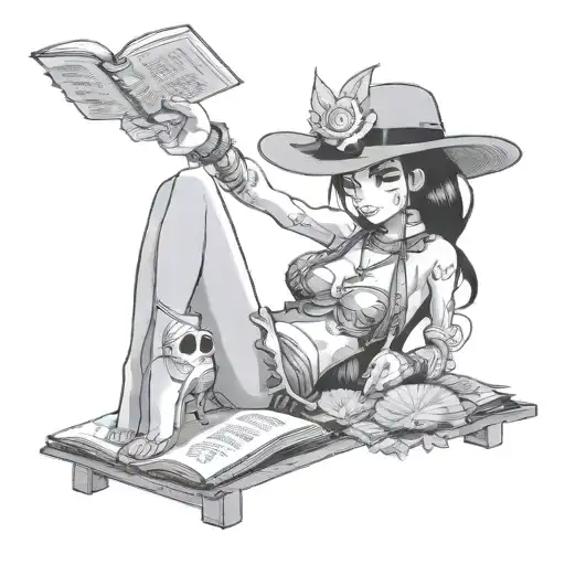 Nico robin from one piece reading tattoo design idea