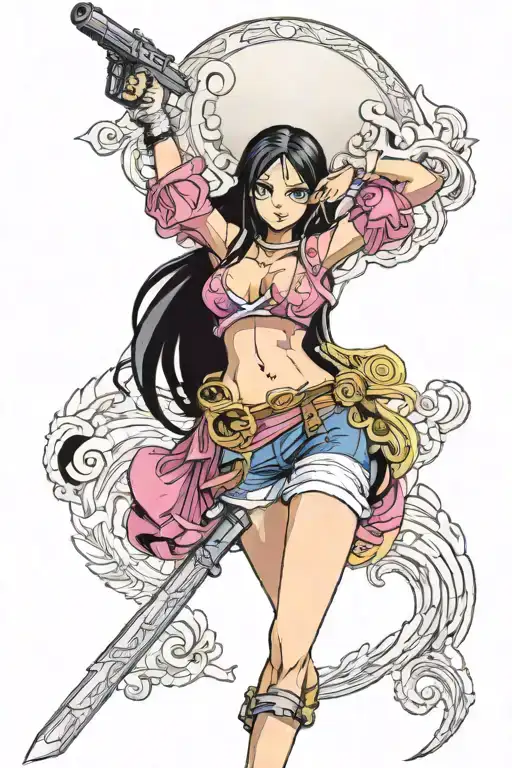 Nico robin from one piece anime character tattoo design idea