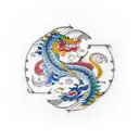 November 9 constellation with yin and Yang and dragon but elegant  tattoo design idea