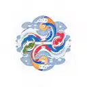 November 9 constellation with yin and Yang and dragon but elegant  tattoo design idea