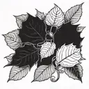 middle ages rue leaves tattoo design idea