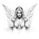 angels killing demons tattoo design idea