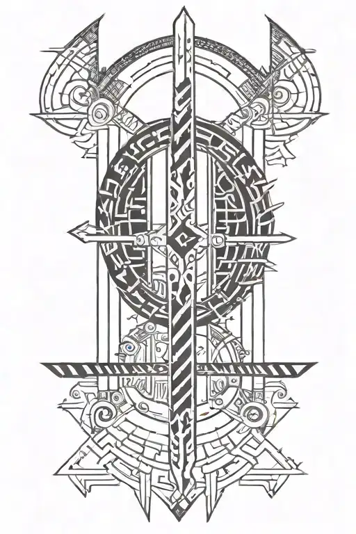 ogham writing warrior tattoo design idea