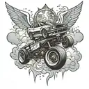 nascar car drifting into heaven gates tattoo design idea