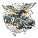 nascar car drifting into heaven gates tattoo design idea
