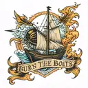 burn the boats  tattoo design idea