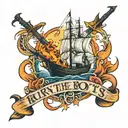 burn the boats  tattoo design idea