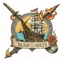 burn the boats  tattoo design idea
