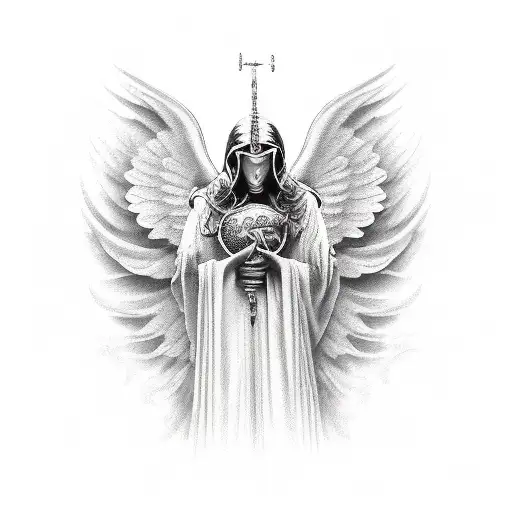 angel protect children tattoo design idea