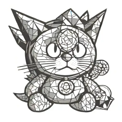 Doraemon with an eye patch on his left eye looks ferocious tattoo design idea