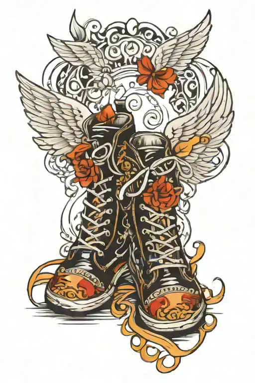shoes with wings tattoo design idea
