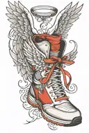 Running shoes with angel wings tattoo design idea