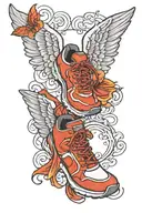 Running shoes with angel wings tattoo design idea