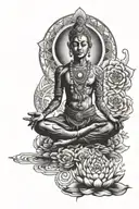 meditating being with chakra tattoo design idea