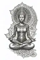 meditating being with chakra tattoo design idea