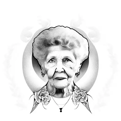 memorial grandmother rip tattoo design idea
