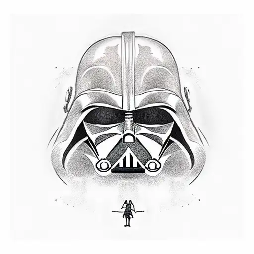 Ashoka tano and darth vader fighting tattoo design idea