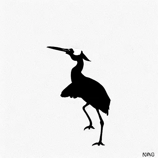 ugandan crested crane, flying side profile, only thin black outlines, fineline tattoo design idea