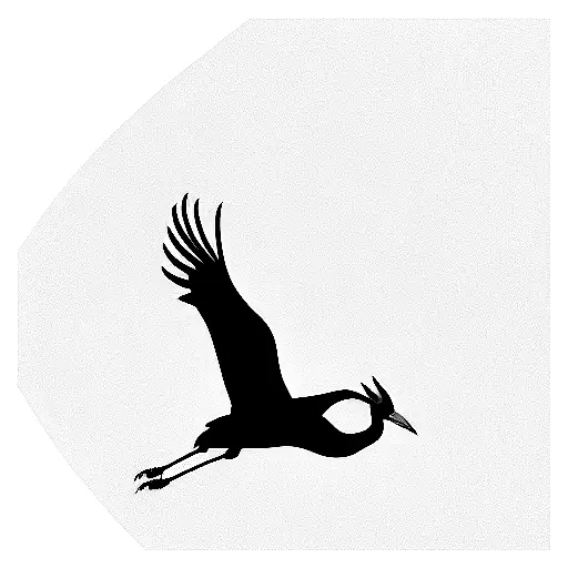 crested crane flying outline side profile tattoo design idea