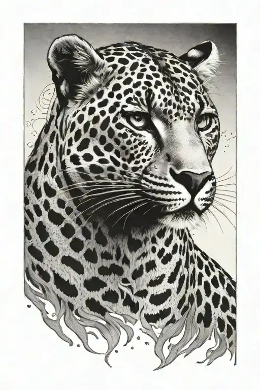 Flame in the Leopard tattoo design idea