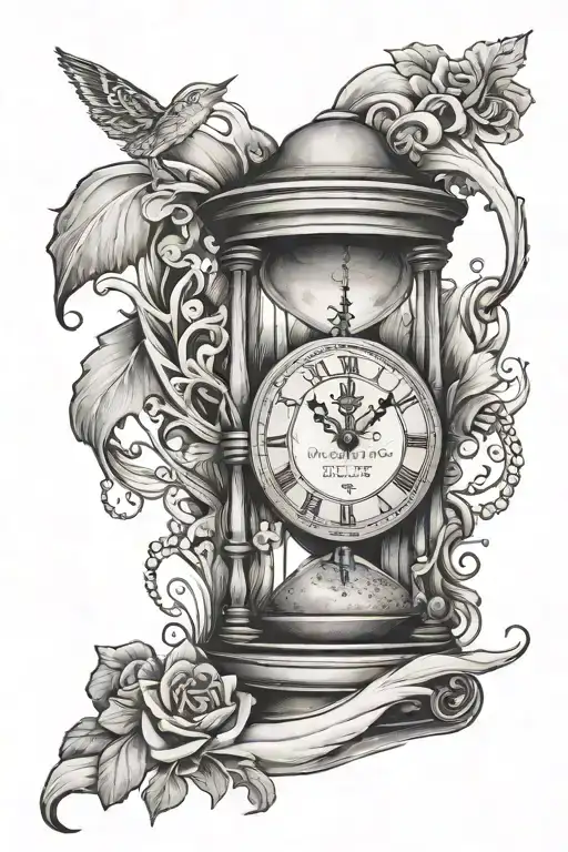 sand clock tattoo design idea