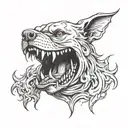 dark evil demon dog with smoke swirling tattoo design idea