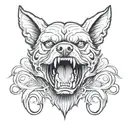 dark evil demon dog with smoke swirling tattoo design idea