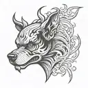 dark evil demon dog with smoke swirling tattoo design idea