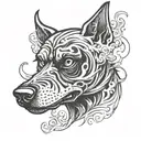 dark evil demon dog with smoke swirling tattoo design idea