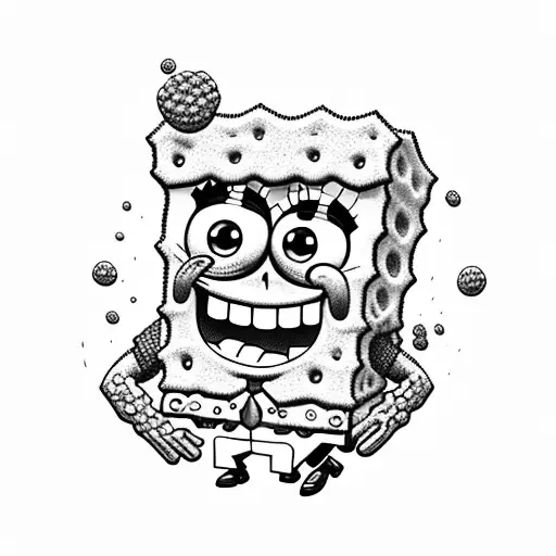 spongbob doign drugs tattoo design idea