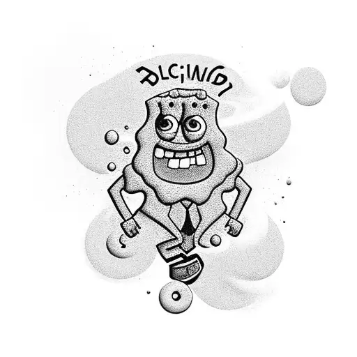 spongbob doign drugs tattoo design idea