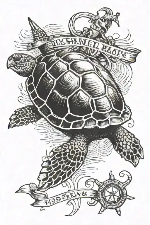 US Navy Shellback turtle centered inside tattoo design idea