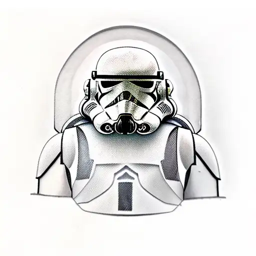 clone trooper helmet with half blown off by explosion, with skull underneath  tattoo design idea