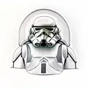 clone trooper helmet with half blown off by explosion, with skull underneath  tattoo design idea