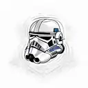 clone trooper helmet with half blown off by explosion, with skull underneath  tattoo design idea