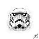 clone trooper helmet with half blown off by explosion, with skull underneath  tattoo design idea
