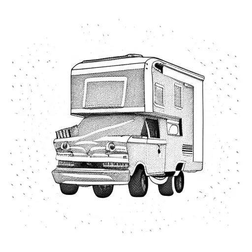 4x4 motorhome monster truck tattoo design idea