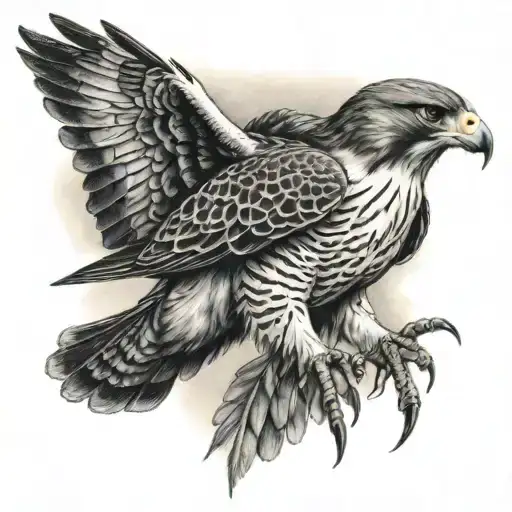 perigrine falcon diving tattoo design idea