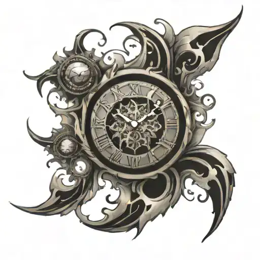 fractal clock melting tattoo design idea