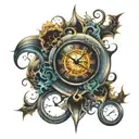 fractal clock melting tattoo design idea