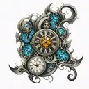 fractal clock melting tattoo design idea