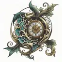fractal clock melting tattoo design idea