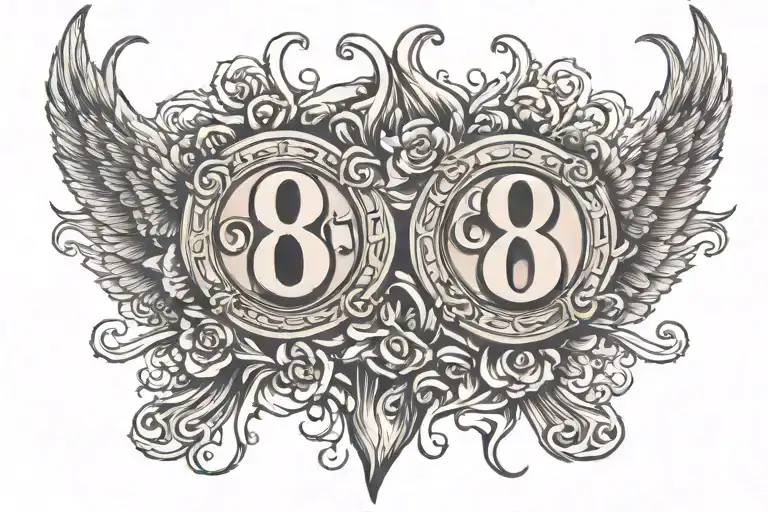 the numbers 888 and 111  tattoo design idea