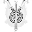 Celtic knotwork sword hilt with medieval glove  tattoo design idea