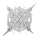 Celtic knotwork sword hilt with medieval glove  tattoo design idea