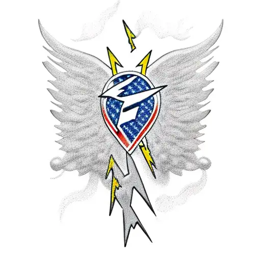 Lightning Bolt American flag tattoo design idea